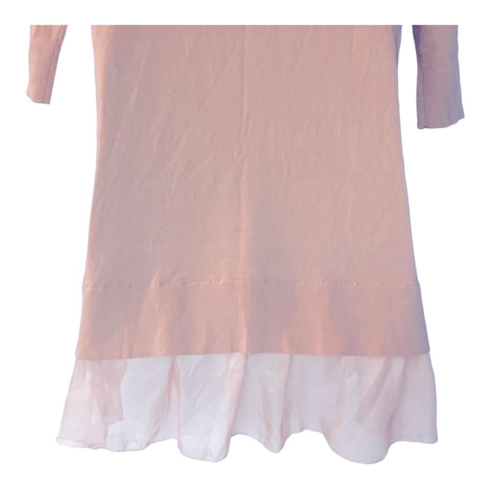 Monroe & Main Flutter Hem Light Sweater Blush Pink Hi Low Romantic Tunic Top - Picture 12 of 16